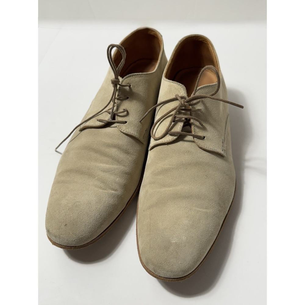 Heschung Men's Size 7.5 Beige Suede Leather Derby Dress Shoes